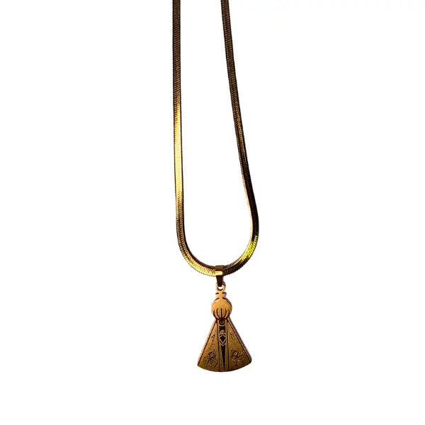 Colar Feminino Nossa Senhora Aparecida Dourado em Aço Inox